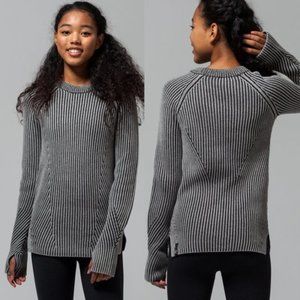 Ivivva Gray Ribbed Knit Snow Salutation Crewneck Sweater